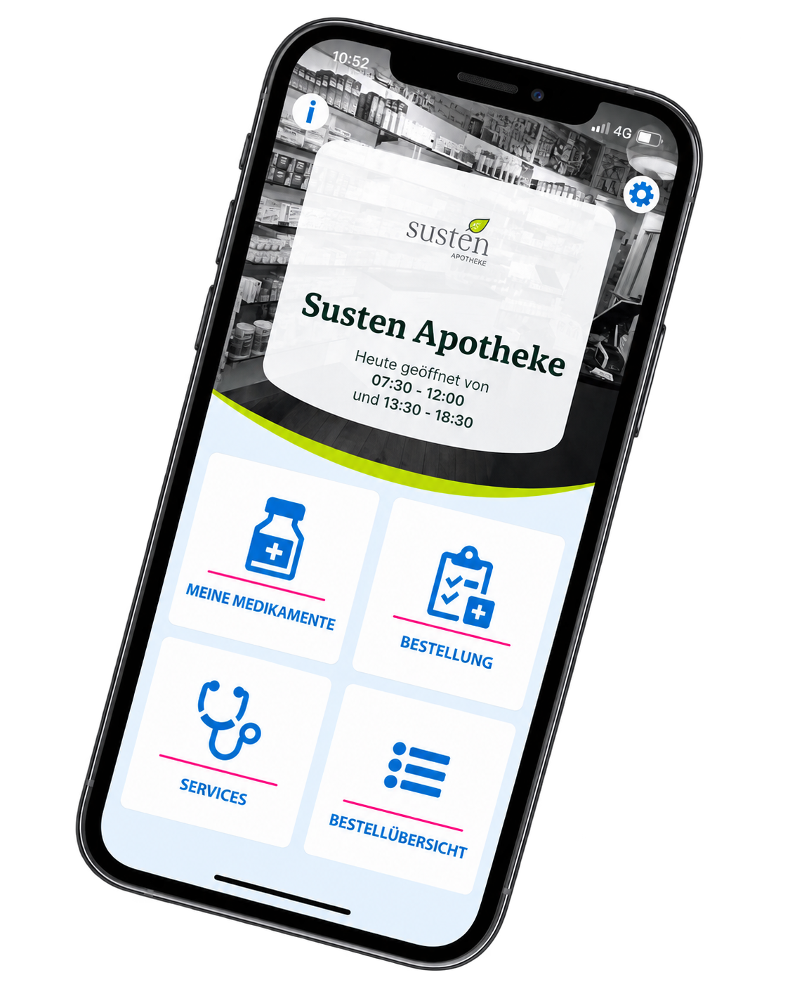 Smartphone mit der AppoMobile App der Susten Apotheke