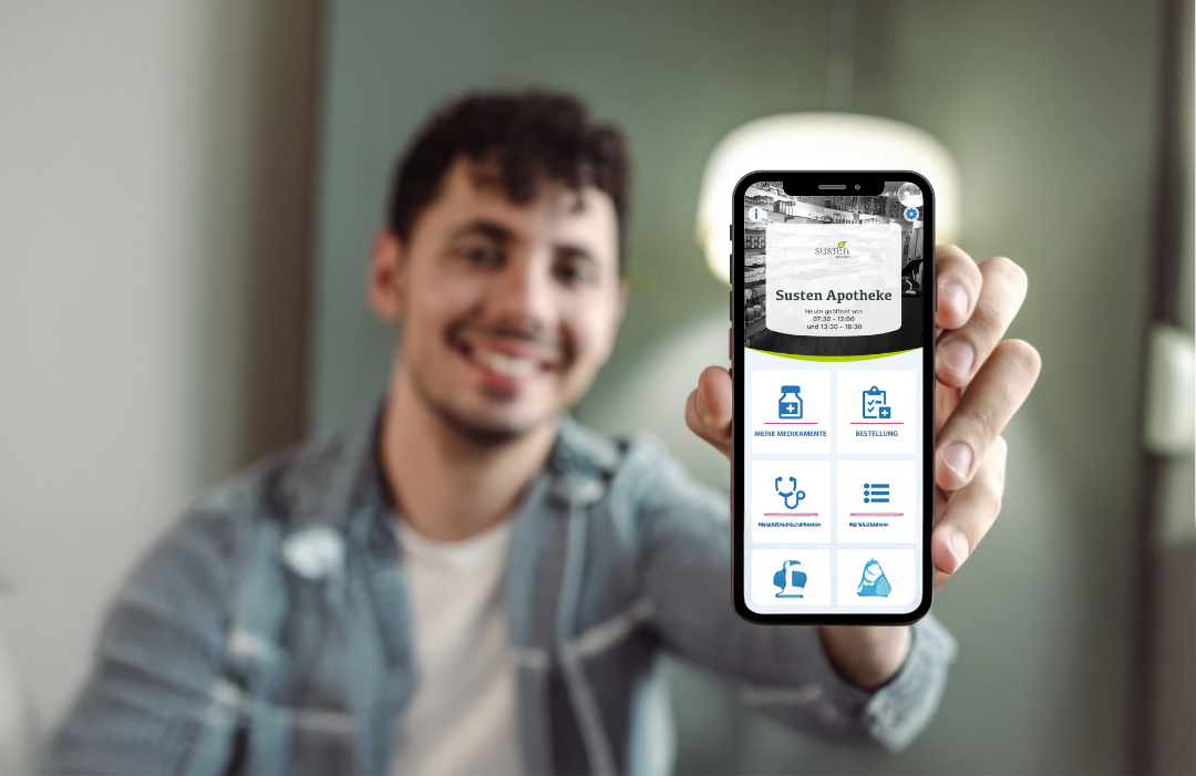 Smartphone mit der AppoMobile App der Susten Apotheke
