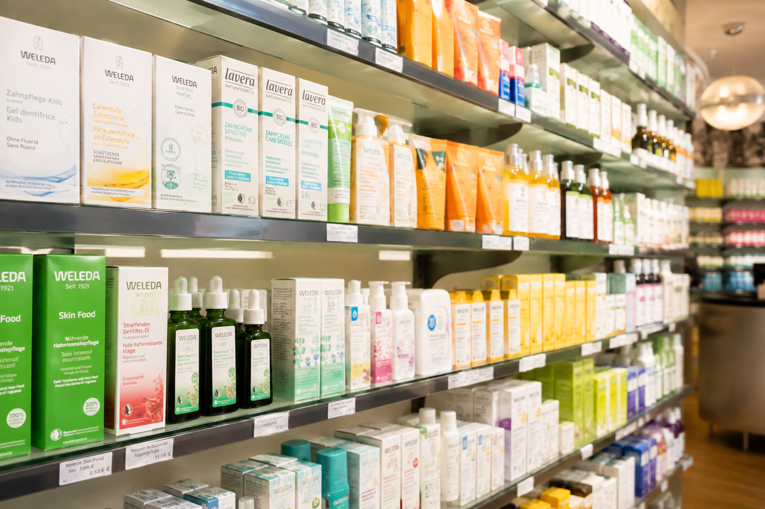 Regal mit Naturkosmetik in der Susten Apotheke